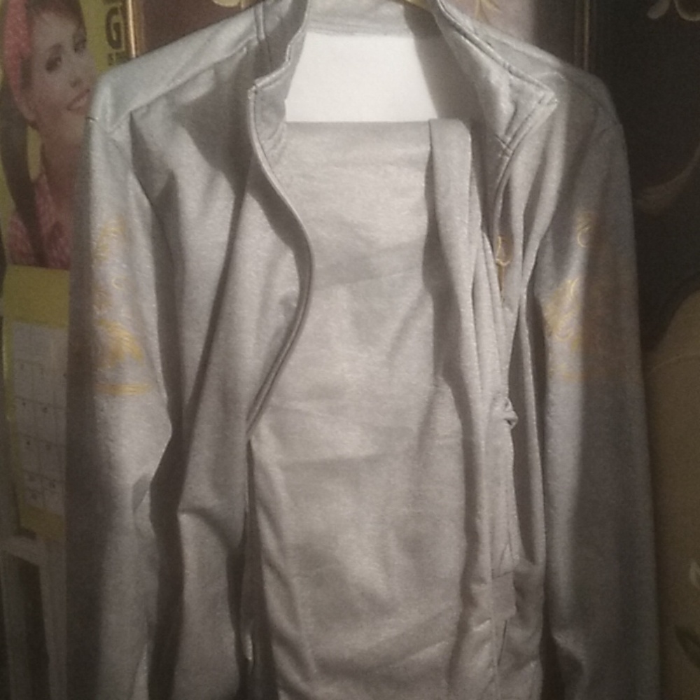 Gray jogging suit